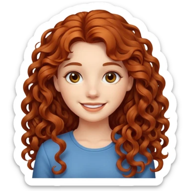  chica bonita de cabello largo rizado medio rojo sticker