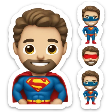 caucasian smiling Superman standing strong with beard and red eyemask sticker