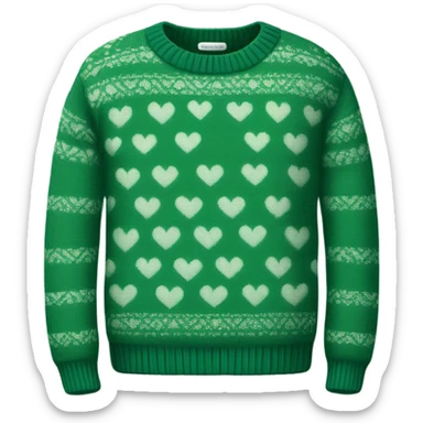 sweater pattern in the shape of a heart and color is dark green sticker