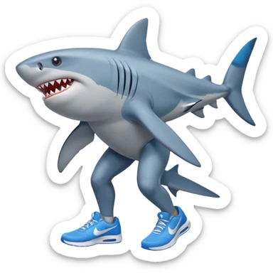 Shark with legs wearing blue Nikes and nothing else  sticker