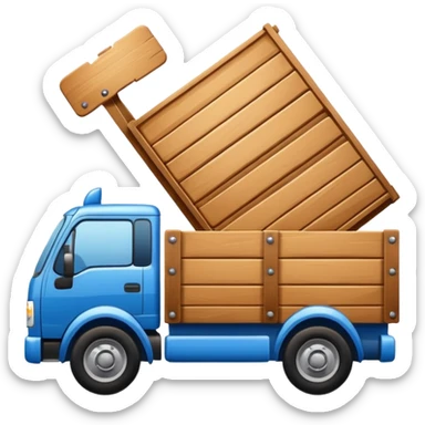 logo of a truck carrying furniture, bright colors, for furniture delivery service 'Gruzovichek', iOS emoji style sticker