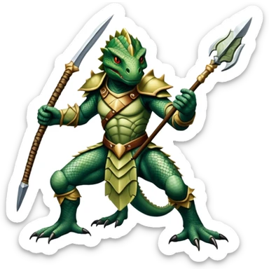 reptilian humanoid troglodyte warrior with spear from Heroes of Might and Magic 3 sticker