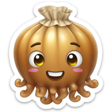 Baby brown cute jellyfish money bags in the background  sticker