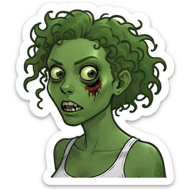 A female zombie with curly hair  sticker
