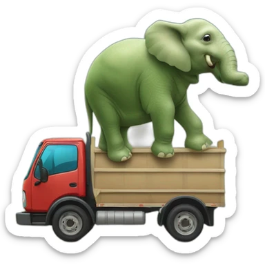 Tortue sur un elephant sur un camion sticker