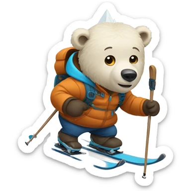 a bear skiing in the mountain sticker