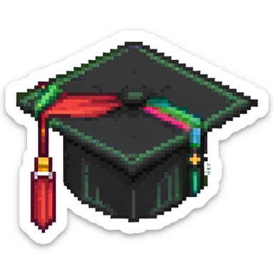 Graduation cap with diploma sticker