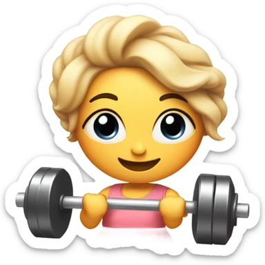 Peach with a female body weariing and dress winking and lifting weights  sticker