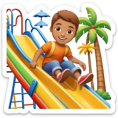 colorful playground slide with a smiling child, fun and friendly sticker