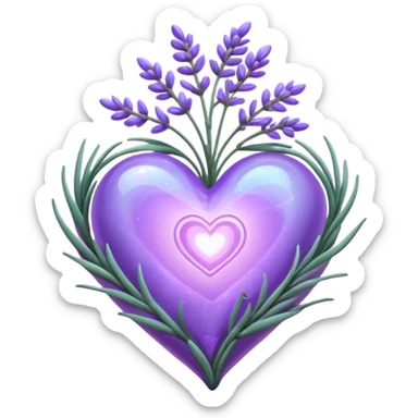 create a holographic lavender plant that wraps around a lavender colored heart sticker