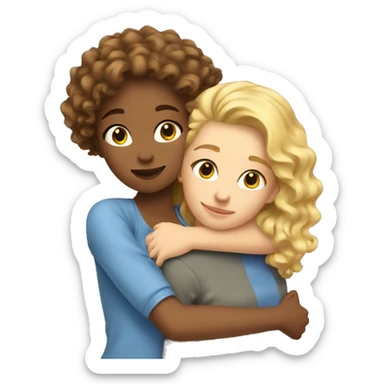 One girl withe brown curly hair hugging another girl with blonde hair sticker