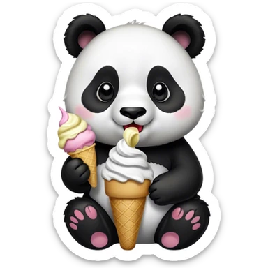 Panda eating ice cream sticker
