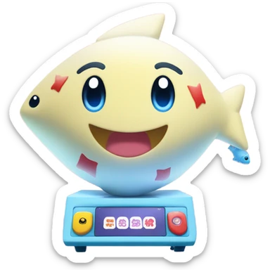winking togepi and claw machine with fish sticker
