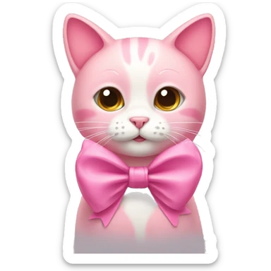 pink cat with bow sticker