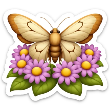 moth sleeping inside flower like bed sticker