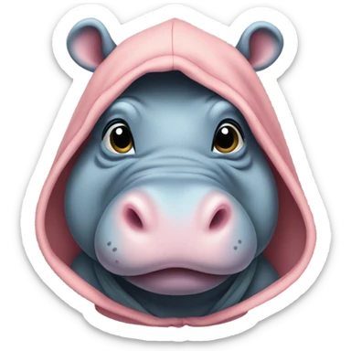 baby hippo wearing hoodie sticker