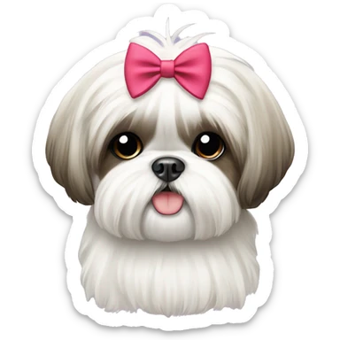 white shih tzu with bow sticker