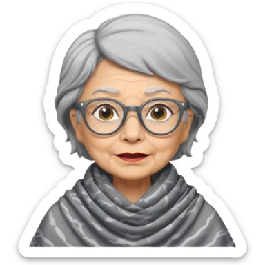 create me a slack emoji of a very old tiger shark, dressed like a grandma, with grey hair and glasses sticker