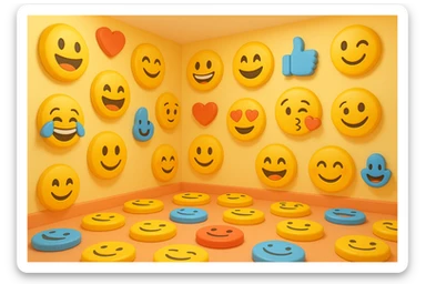 create an empty 3d cartoony room, make it emoji sticker