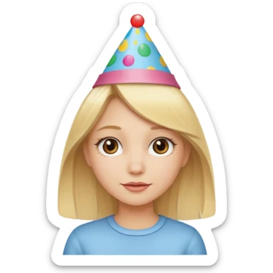 Blonde girl with a birthday hat  sticker