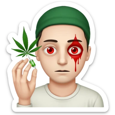 gang dealer man drugged white with cannabis on a hand sticker