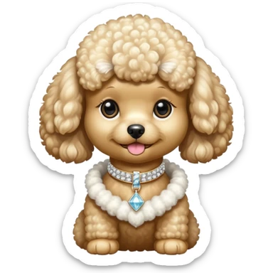 Cream toy poodle with diamond collar ￼ sticker