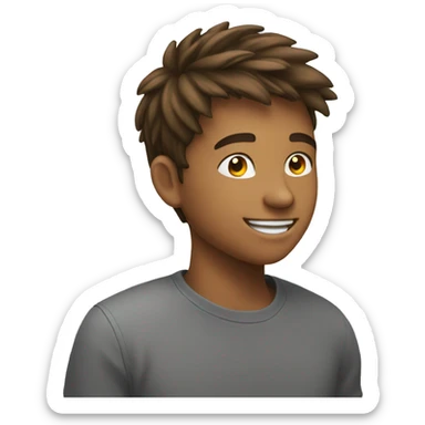 a teen boy smiling emoji from side profile sticker