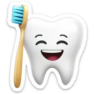 Tooth smiling with brush sticker