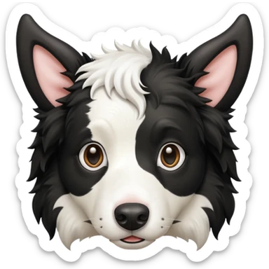 A black and white border collie has a cow's horns. sticker