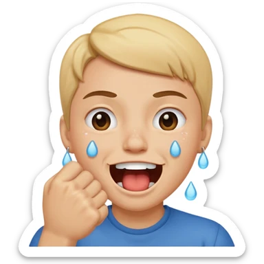 fist over mouth crying laughing sticker