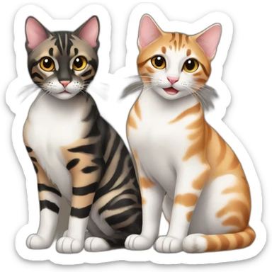 two-cats-bengal-and-small-cat-black-together sticker