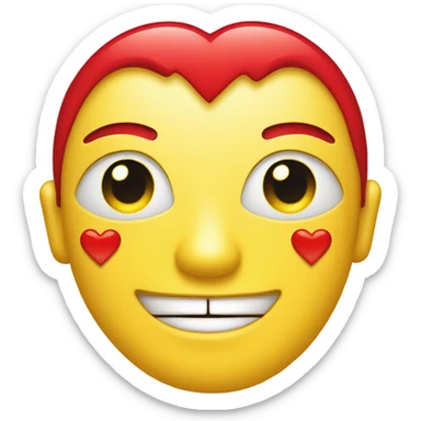 yellow face with red hearts instead of eyes, and a flat line for a mouth sticker