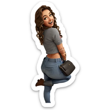 smiling girl in denim outfit sticker