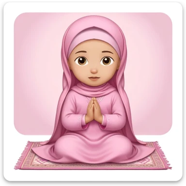 baby Muslim girl wearing pink dress on a light pink prayer rug sticker