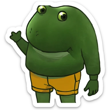 Old Man sleeping sideways on bench in green sweater, light brown shorts, and grey shoes sticker