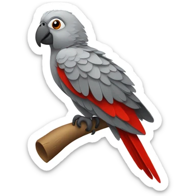 Gray parrot with red tail feathered  sticker