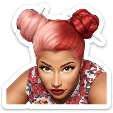 girl with red hair bun sticker