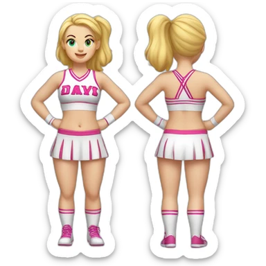 Full body Caucasian curvy cheerleader back and front views sticker