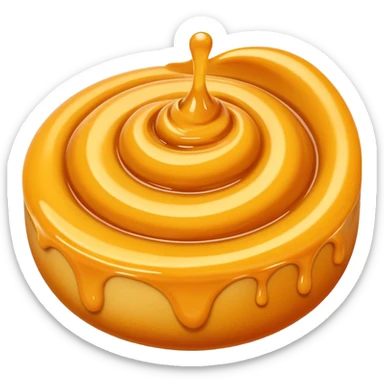 small swirl or dollop of rich yellow-orange sauce with creamy velvety texture, warm golden tones, glossy surface with subtle ridges and soft peaks, suggesting depth and spice, soft lighting, subtle shadows, emoji scale sticker