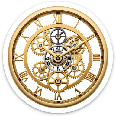 Cartier skeleton watch close-up dial, visible gears, HD, luxury, iOS Apple emoji style sticker