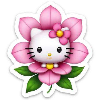 Hello kitty in a pink flower sticker