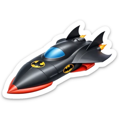 batmobile in rocket ship boom rocket at take-off  sticker