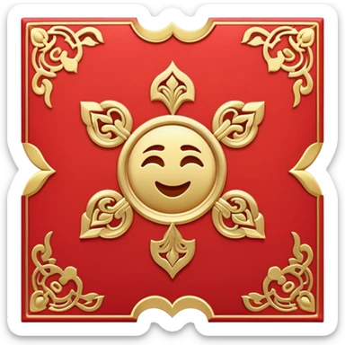 Chinese red envelope (hongbao), lucky money packet with gold details, emoji style sticker