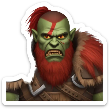 Berserker orc with red beard & red mohican sticker