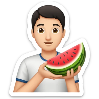 Ein wo schwarz ist und eine Wassermelone in der Hand hat  sticker