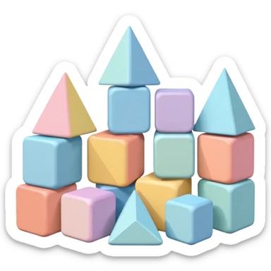Pastel colored educational wood toy blocks sticker