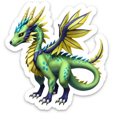  Exotic Digitigrade Dragonic Feathery ScalyMeloetta-Zygarde-Zeraora-Renamon-Protogen-Palkia-hybrid-fusion-Fakémon-creature, full body sticker