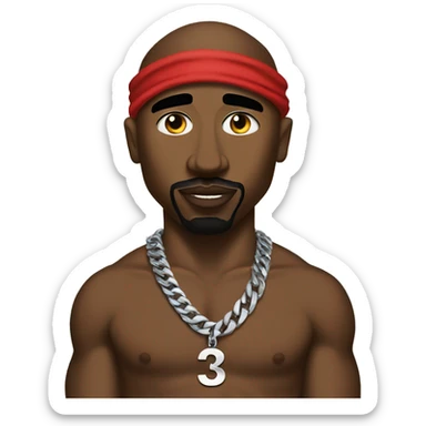tupac wearing a number 3 chain sticker