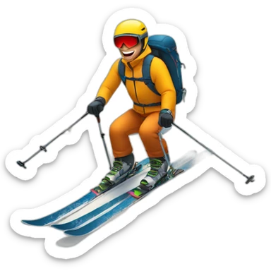 A man on mountain skis sticker