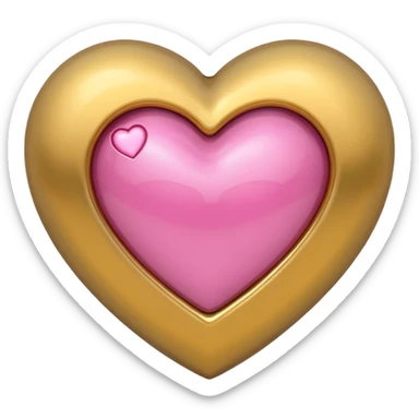 gold heart with one mini pink heart inside of it  sticker